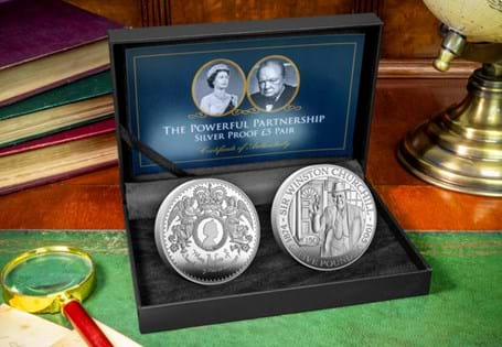 Inspired by the unlikely, but profound friendship that Queen Elizabeth II and Sir Winston Churchill shared, The Powerful Partnership Silver Proof £5 Pair has been brought together to honour two of