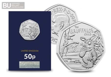 The Royal Mint have struck a 50p featuring The Gruffalo's Child. It has been struck to a Brilliant Uncirculated quality and protectively encapsulated in official Change Checker packaging.