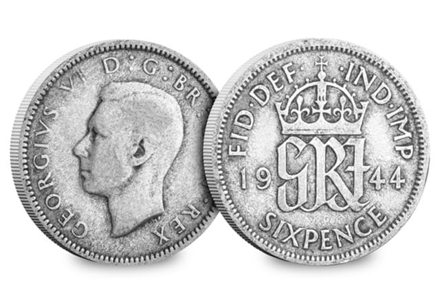 UK 1944 Sixpence Obv Rev