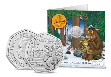 The Royal Mint have struck a 50p featuring The Gruffalo's Child. It has been struck to a BU quality and protectively encapsulated in official Change Checker packaging. Displayed in a bespoke card.