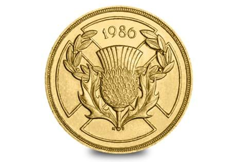 Issued to celebrate the 1986 Commonwealth Games in Edinburgh. Reverse design features a thistle over the cross of St Andrew. This is an older nickel-brass £2 which is no longer in circulation.