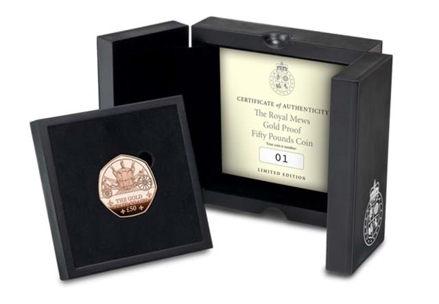 2024 Royal Mews GOLD £50 Box Shot