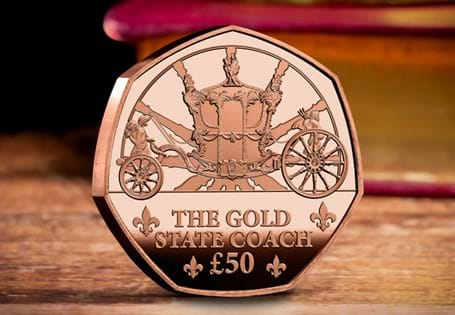 This gold fifty pound coin has been issued by Guernsey in the shape of a fifty pence to commemorate 200 years since the historic Royal Mews were built. Struck from 22 Carat Gold to a Proof finish