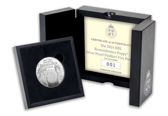 2024 RBL Poppy Silver Piedfort £5 Box Shot