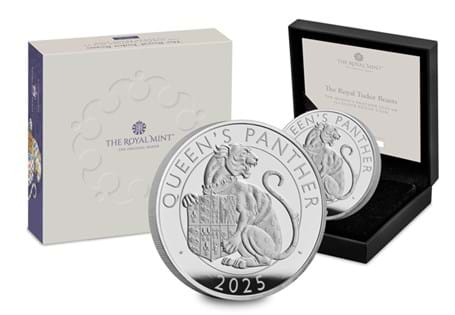 The 2024 UK Queen's Panther BU £5 Pack. By The Royal Mint and featuring the last beast statue on the Moat Bridge at Hampton Court Palace, symbolising the union between Henry VIII and Jane Seymour.