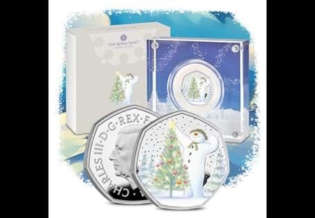 This UK 2024 Silver 50p coin has been issued by The Royal Mint featuring The Snowman  by illustrator Robin Shaw. Celebrating the timeless story loved by children and adults alike in full colour.