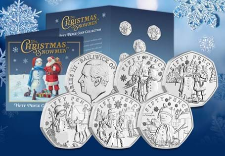 The 2024 Christmas 50ps have been issued by Guernsey and each coin depict a different festive scene featuring a snowman. This set comes in a bespoke presentation pack.