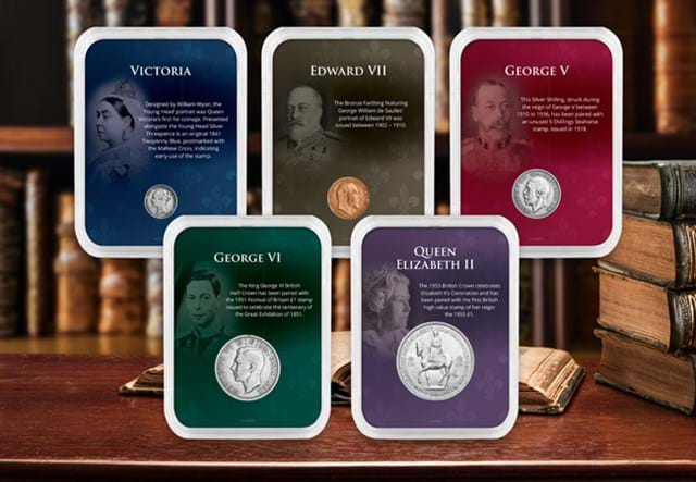 British Monarchs Coins And Stamps Set Lifestyle 06