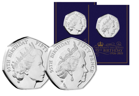 This Brilliant Uncirculated 50p Pair combines Queen Elizabeth II 1950s Portrait 50p and the 2000s Portrait 50p. Issued by Isle of Man