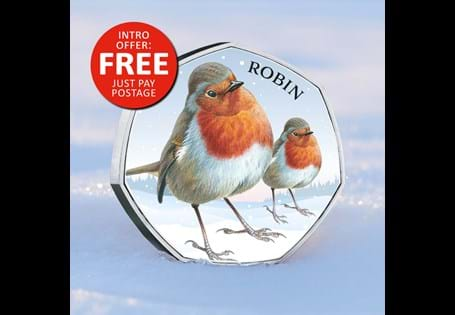 The first in the Great British Birds Collection and designed by renowned wildlife illustrator, Mike Langman, this commemorative features a Christmas Robin in vivid colour, also within a collector card