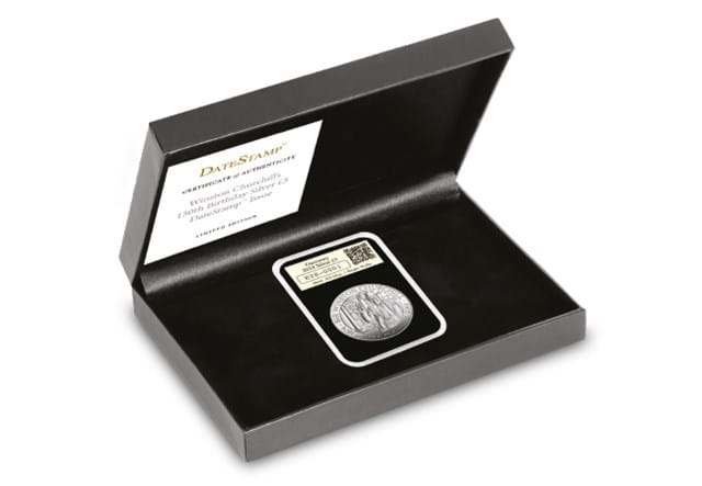 Winston Churchills 150Th Birthday Silver £5 Datestamp Issue Product Page Images (DY) 2