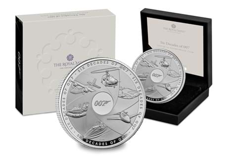 The UK 2024 Six Decades of Bond BU £5 coin pack, released by The Royal Mint in celebration of the iconic James Bond film franchise.