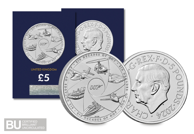 2024 UK Six Decades of Bond CERTIFIED BU £5