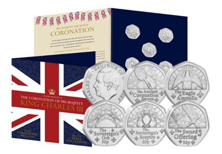 This set of five 50ps has been issued by Guernsey and is inspired by Britain's Ancient Regalia. Each coin has been struck to a Brilliant Uncirculated finish.