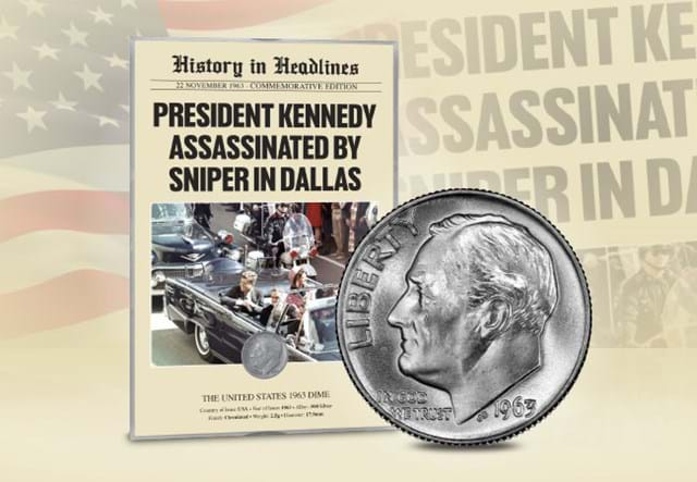 DN 1963 History On Headlines JFK Assasination Dime Frame 7