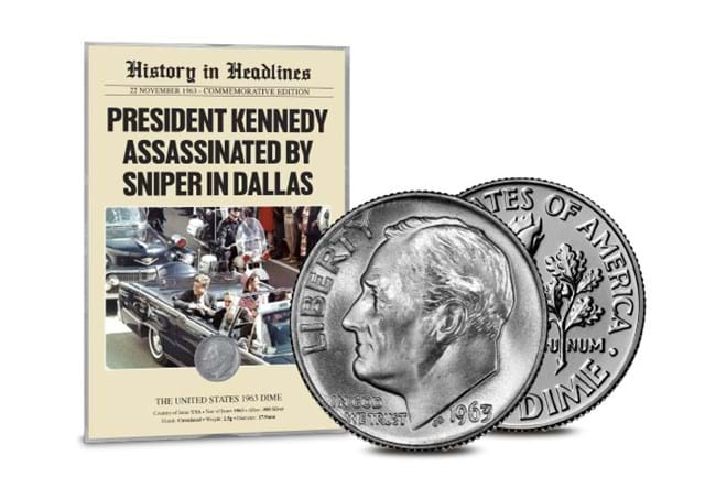 DN 1963 History On Headlines JFK Assasination Dime Frame 5