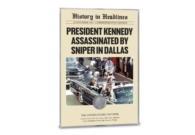 DN 1963 History On Headlines JFK Assasination Dime Frame 1