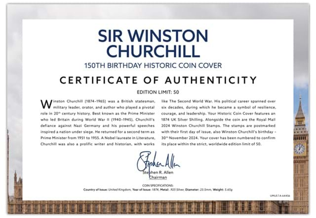 AT Churchill 150Th Birthday Historic Coin Cover Images 2