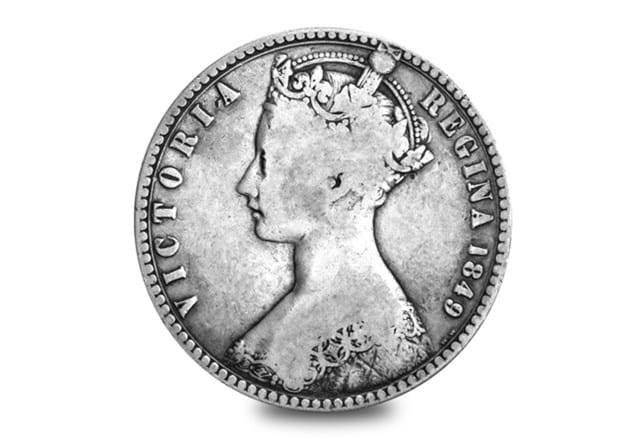 UK 1849 Queen Victoria Godless Florin OBV