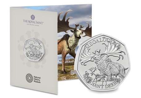 The Brilliant Uncirculated 50p coin for the Giant Deer from The Royal Mint.