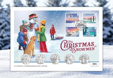 This cover features all 5 of the 2024 BU Christmas Snowmen 50ps. Also featured are four Snowmen stamps which have been postmarked on their first day of issue - 1st December 2024. EL: 495