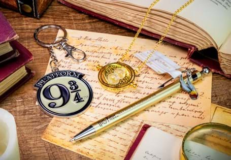 Get your Harry Potter Bundle today! Includes the 9 ¾ keyring, Golden Snitch pen, and Time Turner necklace. Officially licensed for just £29.99.