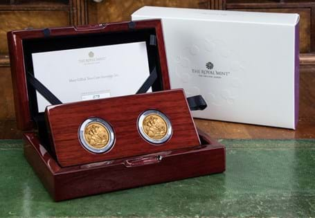 This Sovereign Set brings together the first and last coins struck featuring Mary Gillick's portrait of Elizabeth II. Both are struck from 22 carat Gold and come packaged in Royal Mint presentation