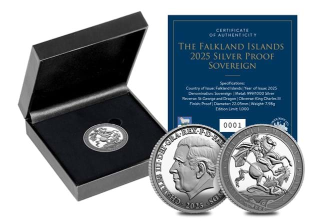 2025 Falklands Sovereign Silver Single Box