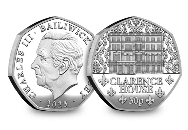 Jersey Royal Residences Silver Clarence House 50P Obv Rev