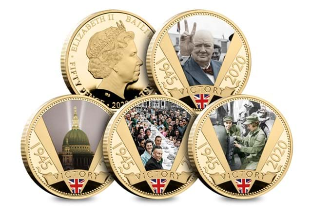 2020 VE Day Gold Plated Round 50P All REV (With OBV)