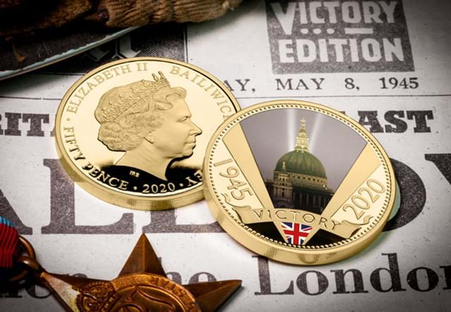 2020 VE Day Gold Plated Round 50P Lifestyle 02