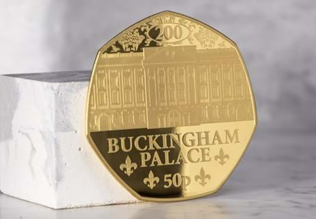 The 2025 Buckingham Palace Gold Proof 1oz 50p has been issued by Jersey to mark 200 years since the reconstruction of The Palace. Struck from one ounce of 24 Carat Gold to a Proof finish. EL: 35.