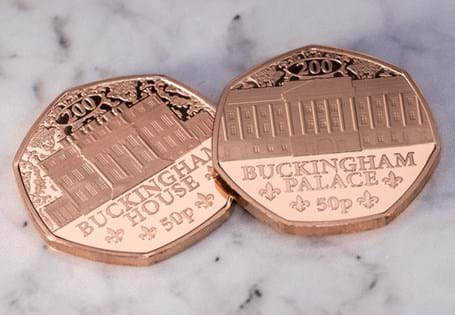 The 2025 Buckingham House and Palace Gold Proof 50p Pair has been officially authorised to commemorative the transformation of the House into the world-famous Palace we know today. 