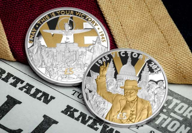 VE Day Silver £5 (Gold Plate) With Single 50P Lifestyle 04